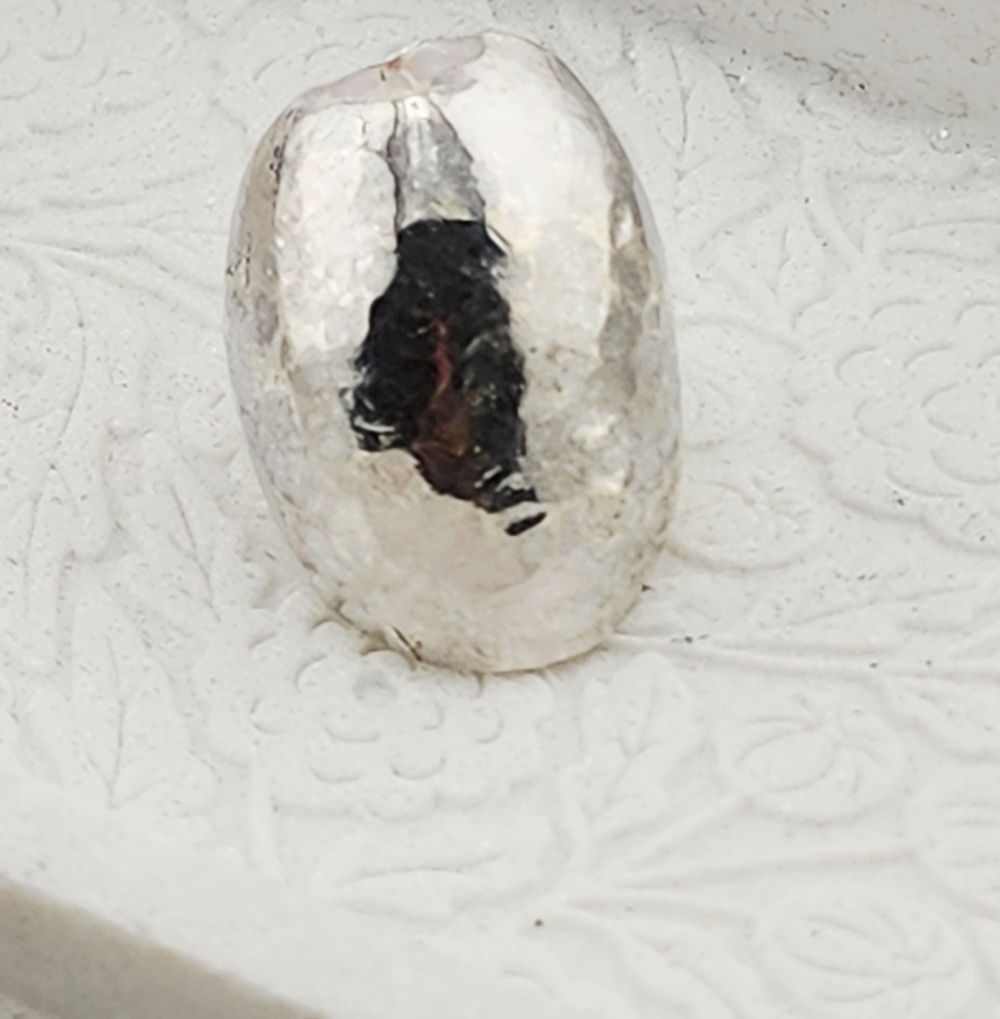 STERLING SILVER HALLOW RING HAMMERED FOR TEXTURE SINGLE RUNG BAND Sz 6.5